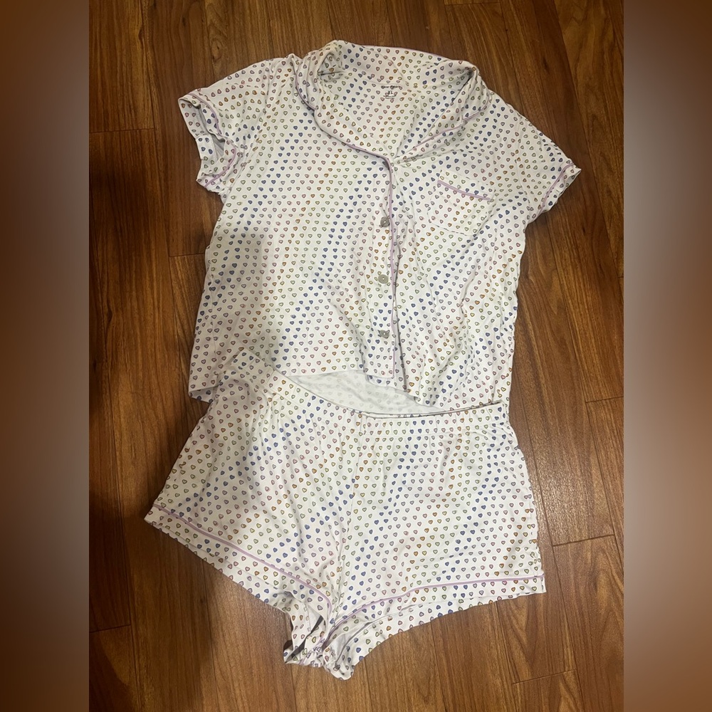 Rainbow Heart Roller Rabbit Pajama Set